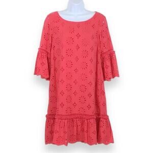 ANTHROPOLOGIE Eyelet Ruffle Dani Shift Dress size S